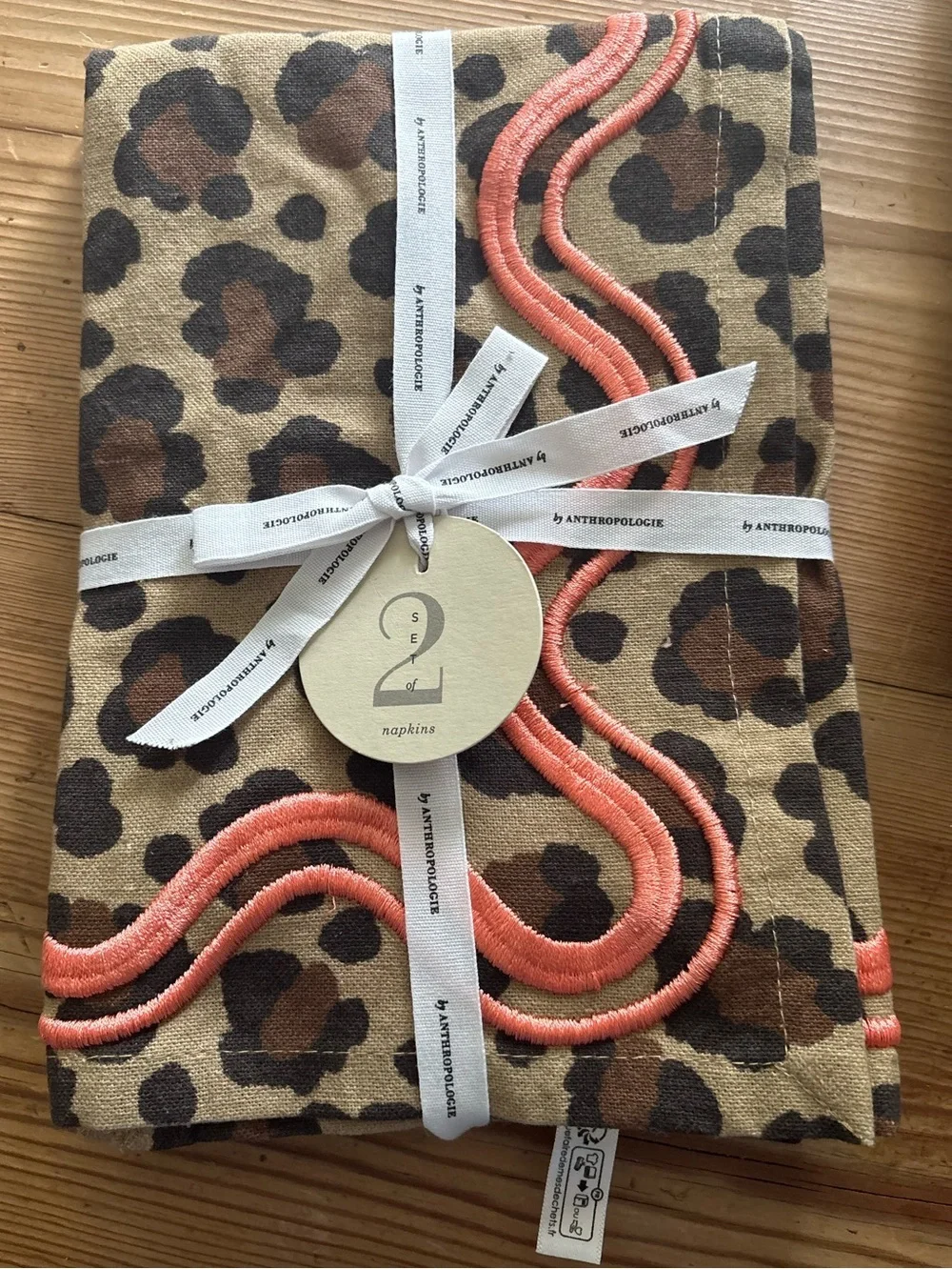 Anthropologie Madeline leopard print napkins Set of 2